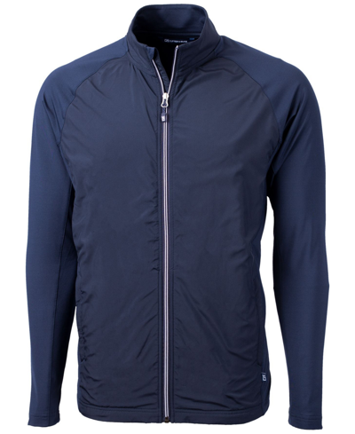 Shop Cutter & Buck Adapt Eco Knit Hybrid Recycled Men's Big & Tall Full Zip Jacket In Navy Blue