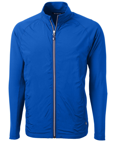 Shop Cutter & Buck Adapt Eco Knit Hybrid Recycled Men's Full Zip Jacket In Tour Blue