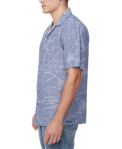 Shop Buffalo David Bitton Men's Sirvan Relaxed Fit Short Sleeve Button-front Printed Camp Shirt In Indigo