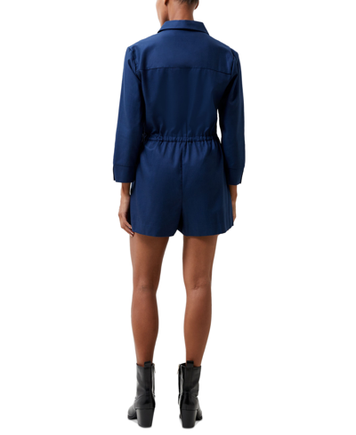 Shop French Connection Women's Bodie 3/4-sleeve Drawstring-waist Romper In Midnight Blue