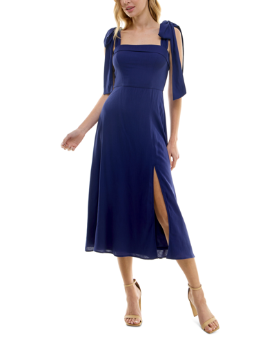 Shop Trixxi Juniors' Tie-shoulder Midi Dress In Daphne Blue