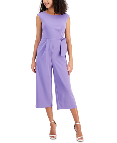 Shop Tahari Asl Women's Tie-waist Cropped Jumpsuit In Lavender