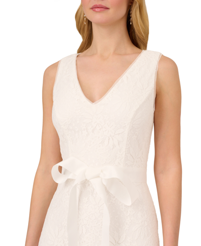 Shop Adrianna Papell Women's Lace Flounce Midi Dress In Ivory