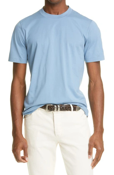Brunello Cucinelli Round Neck Cotton T-shirt In Blue