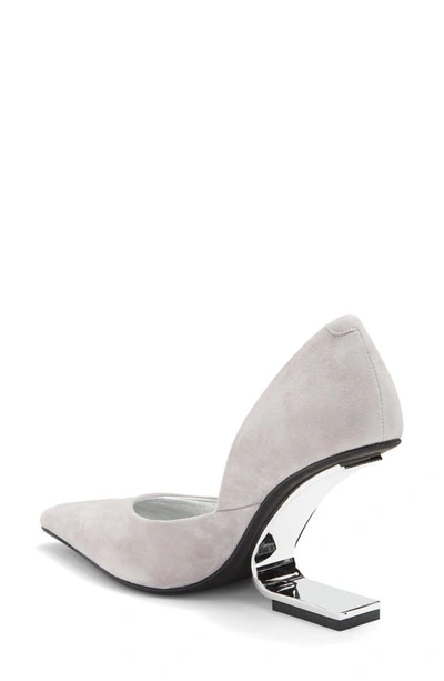 Jeffrey Campbell Juliette Pointed Toe Pump In Grey Suede Silver