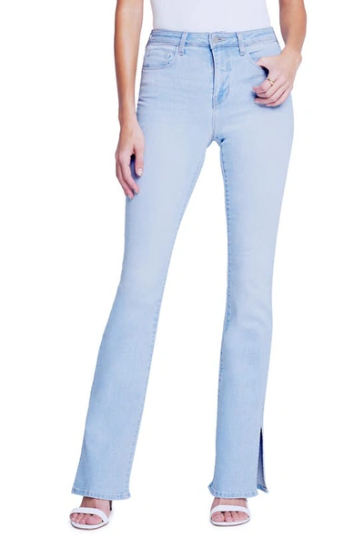 Shop L Agence Abilene Side Sllit Baby Bootcut Jeans In Aster