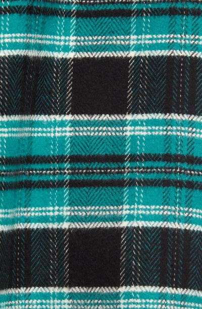 Bp. Lauren Herringbone Flannel Shirt Jacket In Green- Black Holiday Tartan