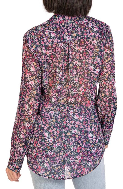 Kut From The Kloth Jasmine Chiffon Blouse In Potenza/navy In Potenza-navy