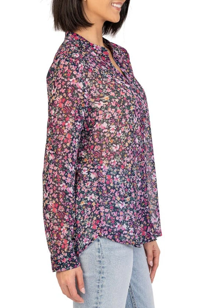 Kut From The Kloth Jasmine Chiffon Blouse In Potenza/navy In Potenza-navy