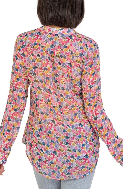 Shop Kut From The Kloth Jasmine Chiffon Button-up Shirt In Larochelle-white / Pink