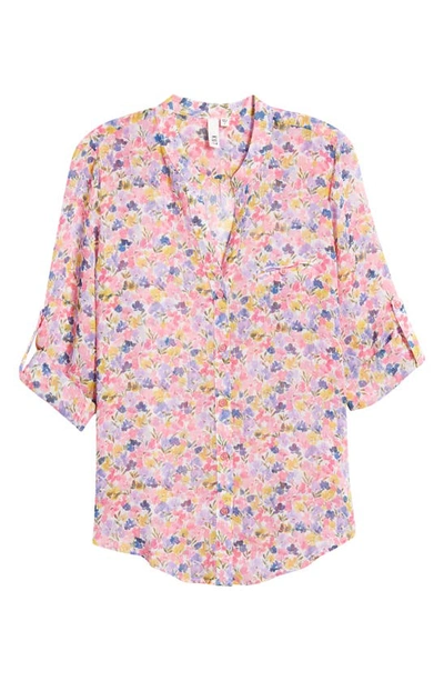 Shop Kut From The Kloth Jasmine Chiffon Button-up Shirt In Larochelle-white / Pink