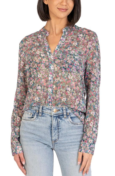 Shop Kut From The Kloth Jasmine Chiffon Button-up Shirt In Potenza-cactus