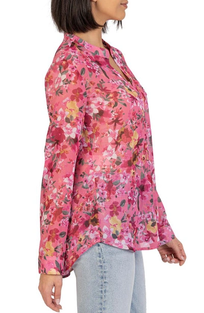 Shop Kut From The Kloth Jasmine Chiffon Button-up Shirt In Libourne-pink Dawn