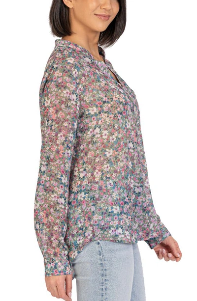 Kut From The Kloth Jasmine Chiffon Button-up Shirt In Potenza-cactus