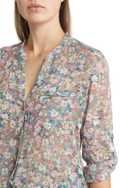 Kut From The Kloth Jasmine Chiffon Button-up Shirt In Potenza-cactus