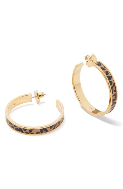 Shop Kate Spade Gingham Hoop Earrings In Leopard