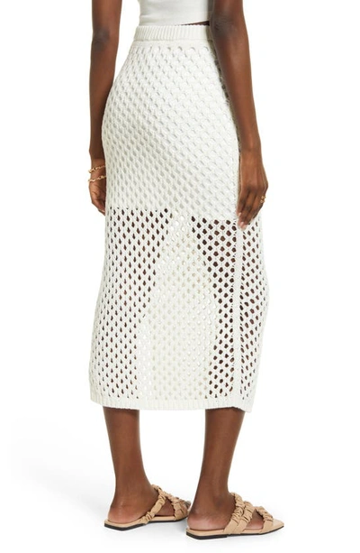 Open Edit Open Stitch Cotton Blend Midi Skirt In Ivory
