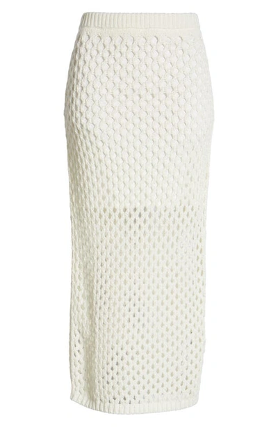 Open Edit Open Stitch Cotton Blend Midi Skirt In Ivory