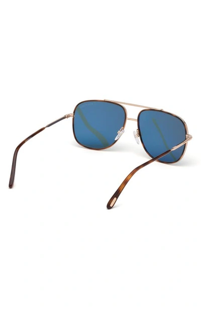 Shop Tom Ford Benton 58mm Aviator Sunglasses In Shiny Rose Gold / Blue