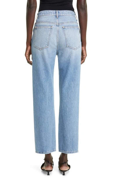 Khaite Abigail Ripped High Waist Crop Straight Leg Jeans In Portland