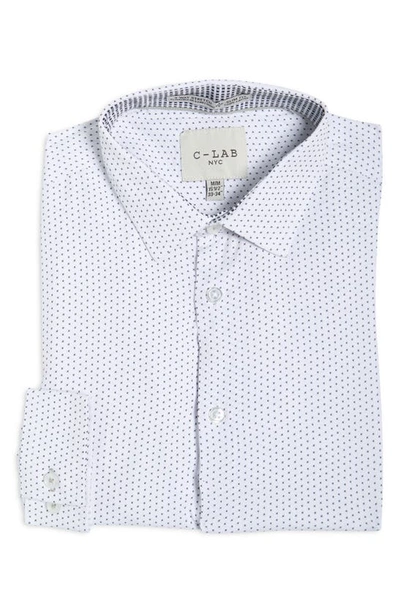 Shop C-lab Nyc 4-way Stretch Plus Print Button-up Shirt In White