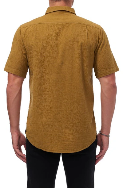 Shop Ezekiel Amped Short Sleeve Woven Shirt In Golden Brown