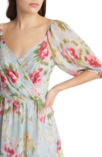 Shop Chelsea28 Floral Print Puff Sleeve Maxi Dress In Pink Multi