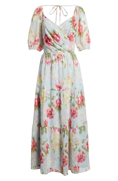 Shop Chelsea28 Floral Print Puff Sleeve Maxi Dress In Pink Multi