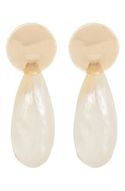 Shop Nakamol Chicago Ball Mother Of Pearl Drop Earrings In Ivory