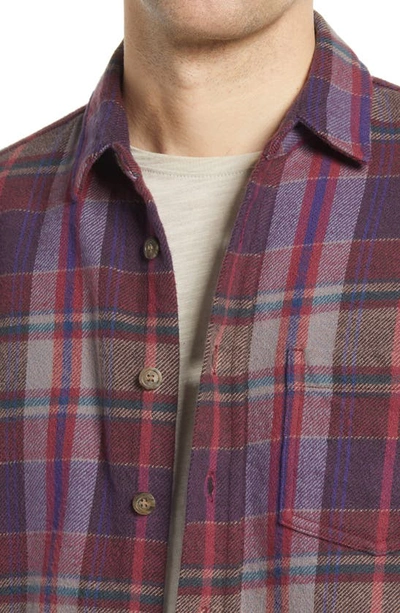 John Elliott Hemi Oversize Plaid Flannel Raw Hem Button-up Shirt In Elderberry Check