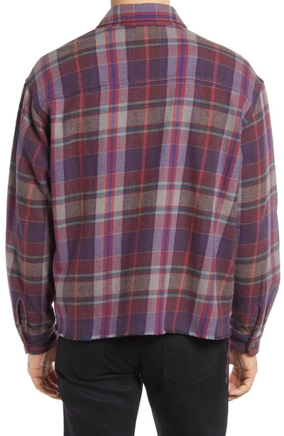 John Elliott Hemi Oversize Plaid Flannel Raw Hem Button-up Shirt In Elderberry Check