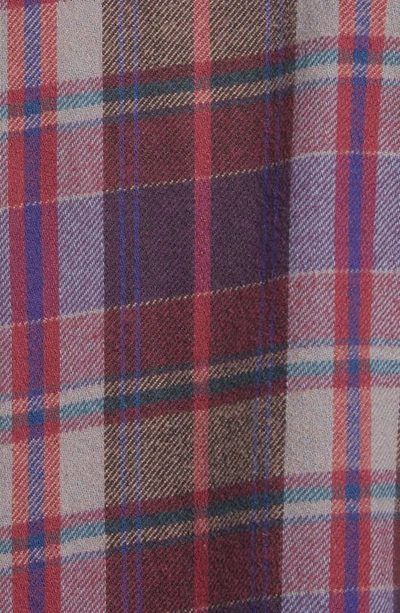 John Elliott Hemi Oversize Plaid Flannel Raw Hem Button-up Shirt In Elderberry Check