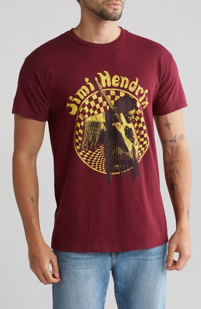 Shop Merch Traffic Jimi Hendrix Checker Graphic T-shirt In Maroon