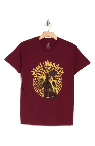 Shop Merch Traffic Jimi Hendrix Checker Graphic T-shirt In Maroon