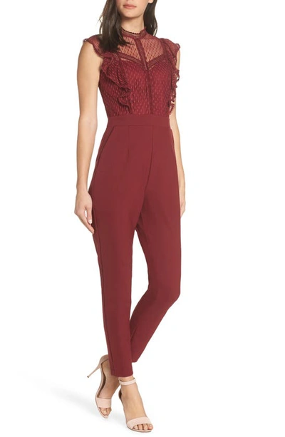 Shop Adelyn Rae Grady Jumpsuit In Cabernet