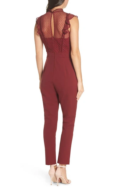 Adelyn Rae Point D'esprit Jumpsuit In Cabernet