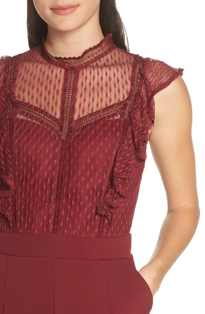 Adelyn Rae Point D'esprit Jumpsuit In Cabernet