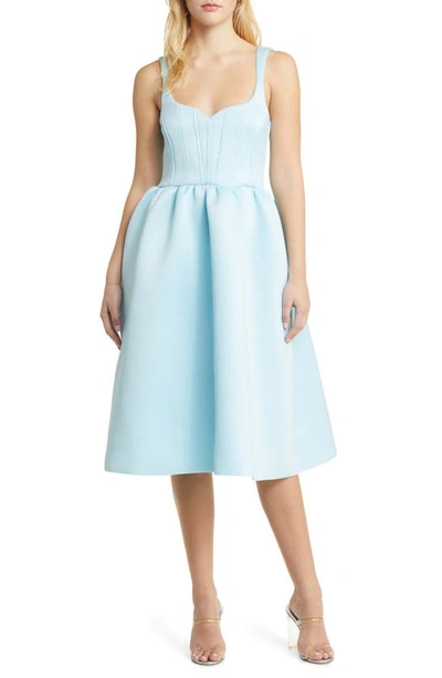 Shop Asos Design Corset A-line Dress In Blue Multi