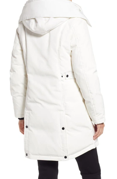 Shop Sam Edelman Hooded Down & Feather Fill Parka With Faux Fur Trim In White