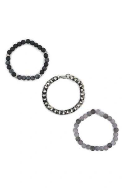 Shop Area Stars Set Of Three Bead & Curb Link Bracelets In Black Multi