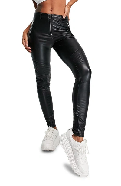 Shop Topshop Skinny Fit Faux Leather Pants In Black