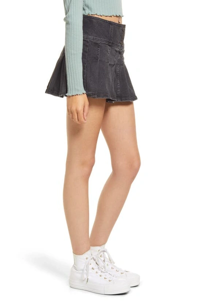 Bdg Urban Outfitters Stretch Denim Kilt Miniskirt In Black