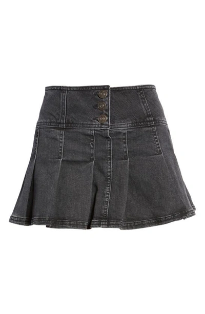 Shop Bdg Urban Outfitters Stretch Denim Kilt Miniskirt In Black
