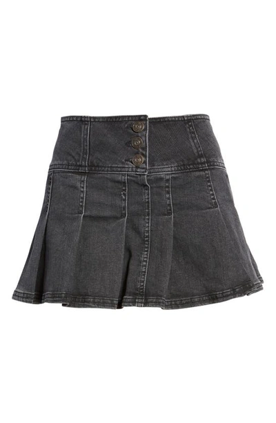 Bdg Urban Outfitters Stretch Denim Kilt Miniskirt In Black
