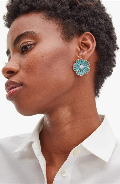 Kate Spade Glistening Petals Floral Stud Earrings In Turquoise