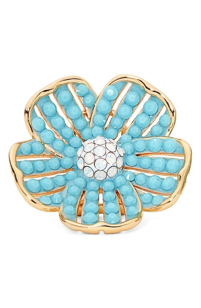 Shop Kate Spade Glistening Petals Floral Stud Earrings In Turquoise