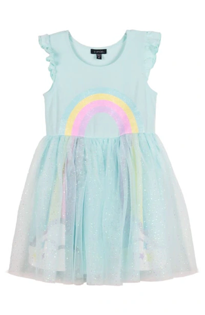 Shop Zunie Kids' Rainbow Tutu Dress In Mint Multi