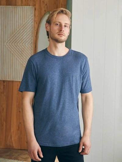 Shop Faherty Short-sleeve Vintage Chambray T-shirt In Glacial Navy Heather