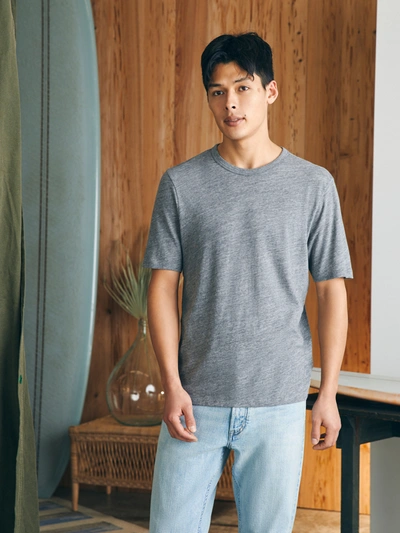 Shop Faherty Short-sleeve Vintage Chambray T-shirt In Mineral Grey Heather