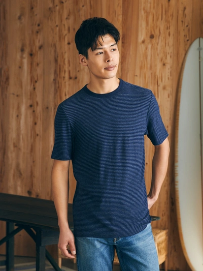 Shop Faherty Short-sleeve Vintage Chambray T-shirt In Navy Cove Stripe
